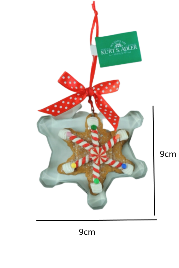 Kurabiye Kalıbı İçerisinde Kırmızı/Beyaz Kar Tanesi Yılbaşı Süsü – 9cm - 3