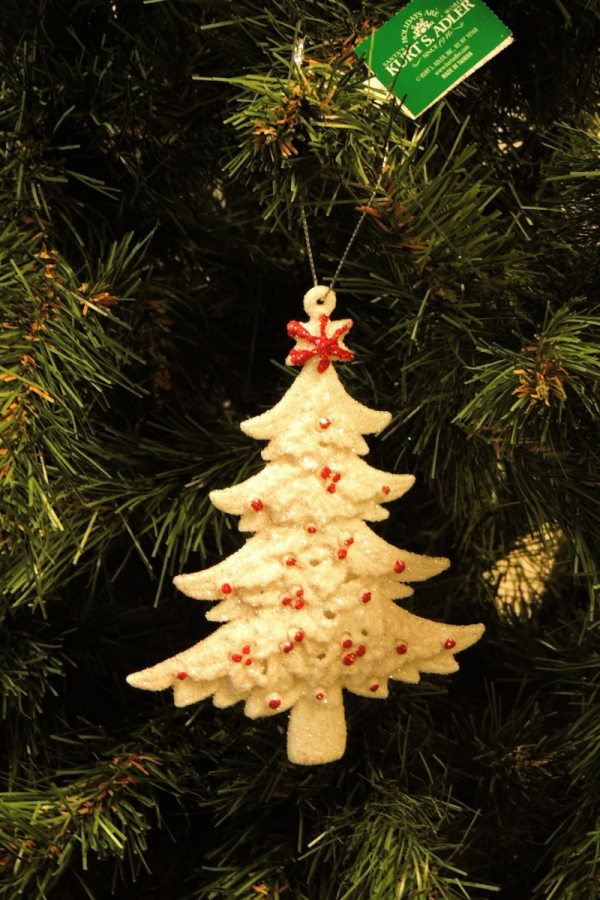 Kırmızı Işıltılı Beyaz Çam Ağacı Yılbaşı Süsü – 12,5cm - 4