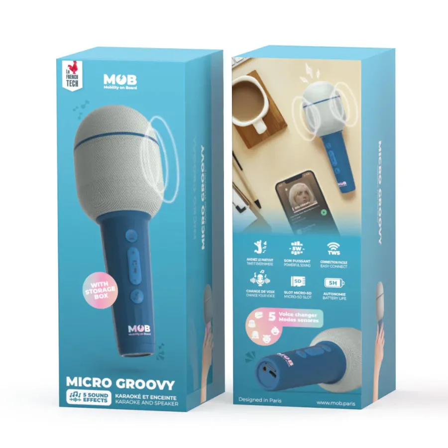 5 Farklı Eğlenceli Ses Efektli Karaoke Mikrofon ve Bluetooth Hoparlör - Mavi - 3