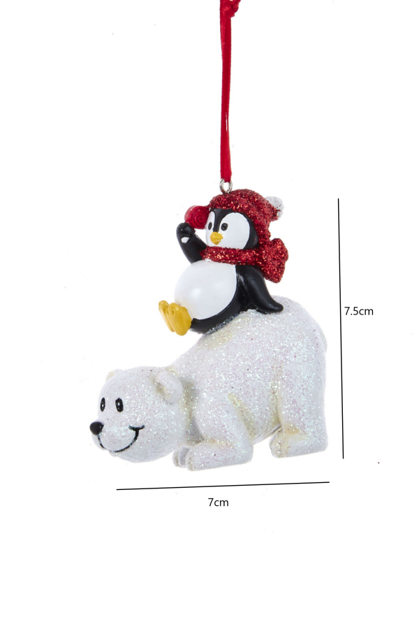 Atkılı Penguen & Kutup Ayısı Yılbaşı Ağaç Süsü – 7.5cm - 2