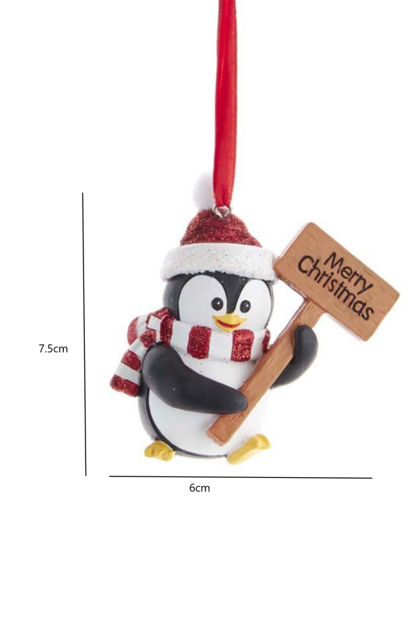 Atkılı Penguen Merry Christmas Yılbaşı Süsü – 7,5cm - 2