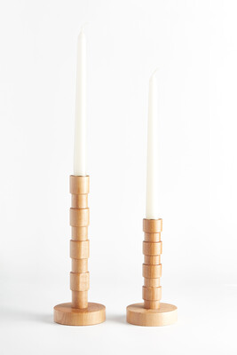 Bambu Kayın Ahşap Mumluk Set - 1