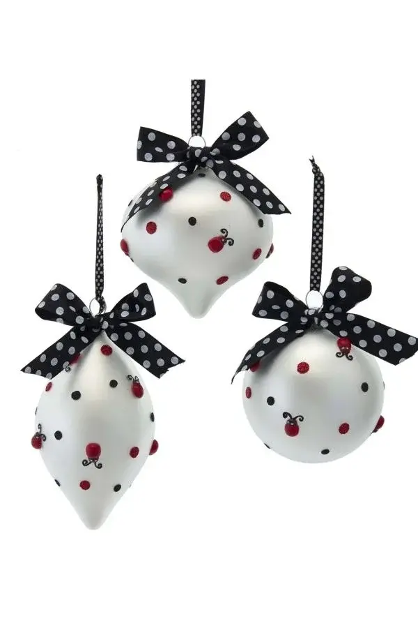 Beyaz 14 cm Cam Uğur Böceği -1 Yılbaşı Süsü - 3