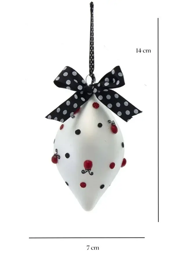 Beyaz 14 cm Cam Uğur Böceği -1 Yılbaşı Süsü - 2
