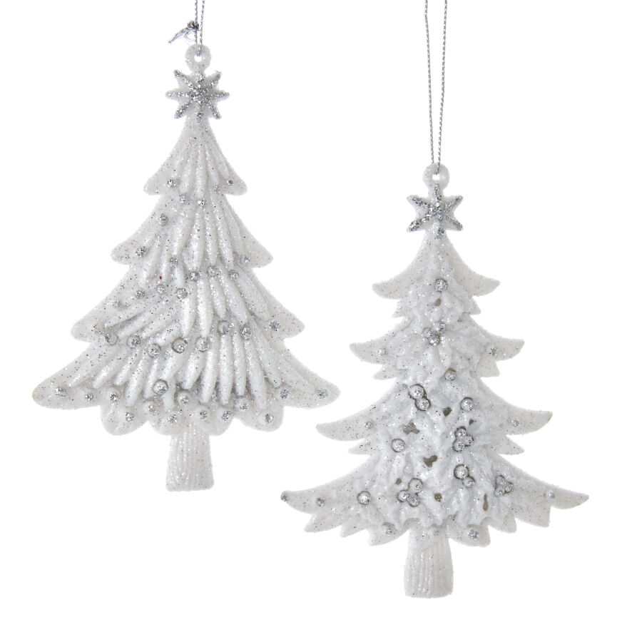 Beyaz Çam Ağacı / Gümüş Işıltılı Yılbaşı Süsü – 12,5cm - 3