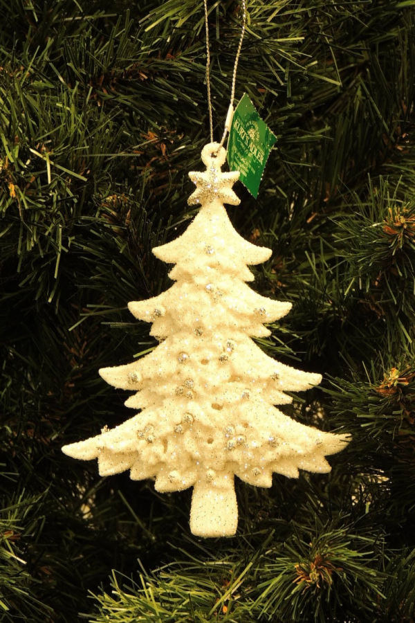 Beyaz Çam Ağacı / Gümüş Işıltılı Yılbaşı Süsü – 12,5cm - 4