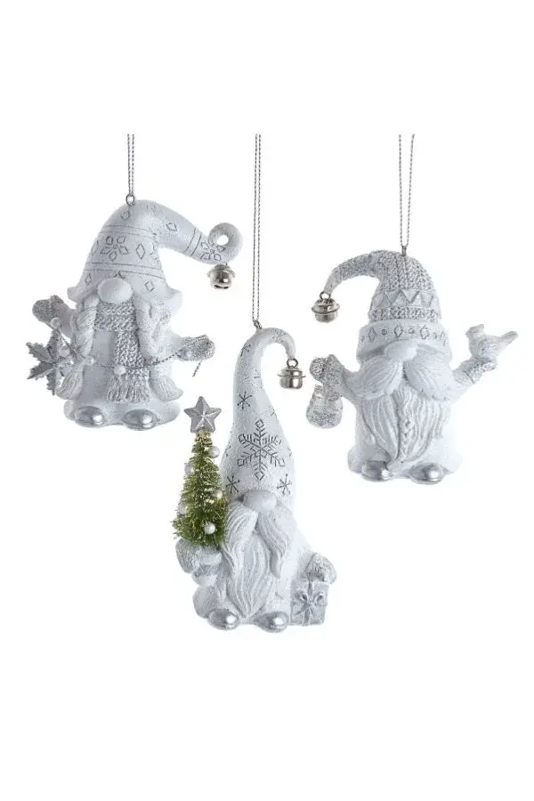 Beyaz/Gri 10 cm Reçine Noel Baba - 1 Yılbaşı Süsü - 3