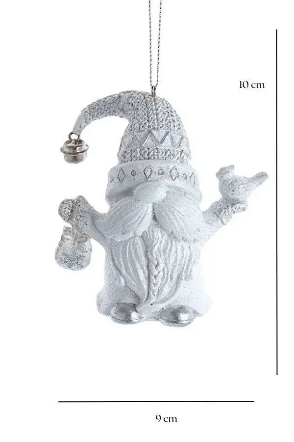 Beyaz/Gri 10 cm Reçine Noel Baba - 2 Yılbaşı Süsü - 2