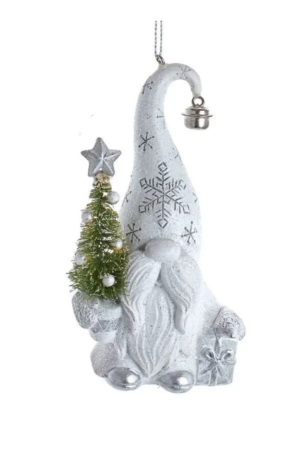 Beyaz/Gri 12 cm Reçine Noel Baba - 3 Yılbaşı Süsü - 1