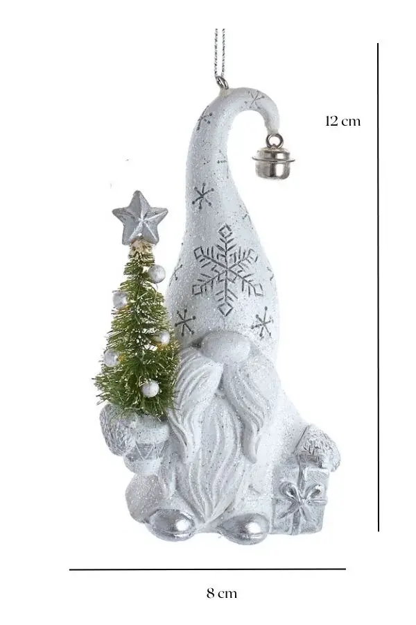 Beyaz/Gri 12 cm Reçine Noel Baba - 3 Yılbaşı Süsü - 2