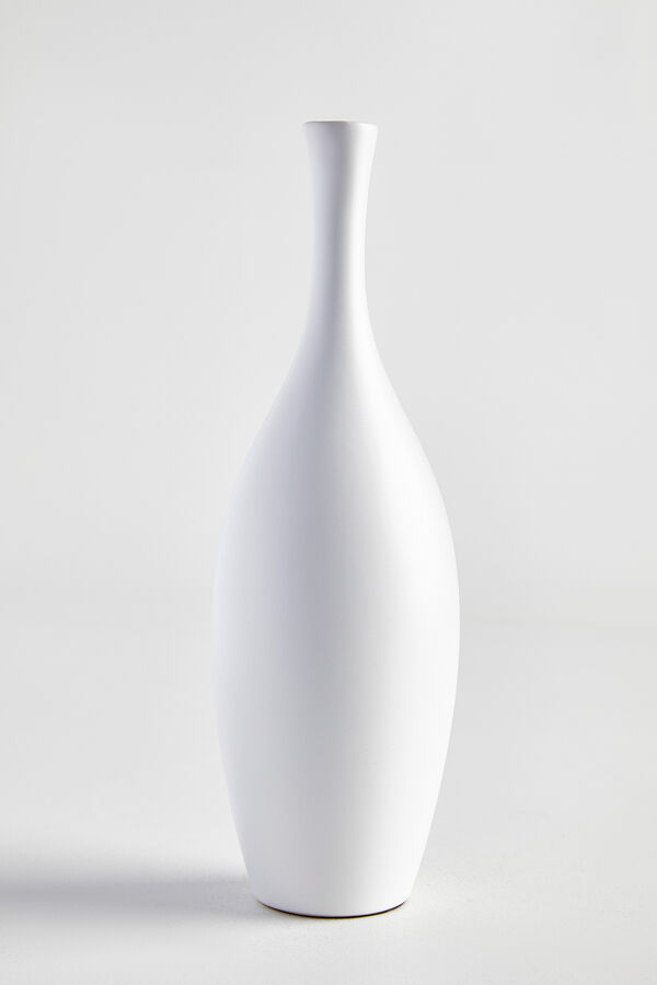 Beyaz Dar Ağızlı Seramik Vazo - 1