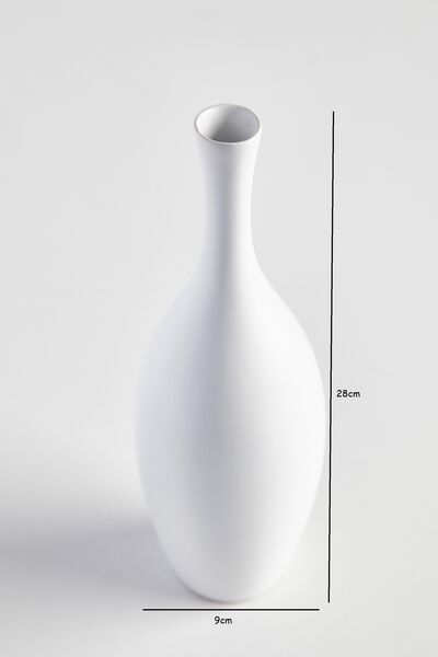 Beyaz Dar Ağızlı Seramik Vazo - 5