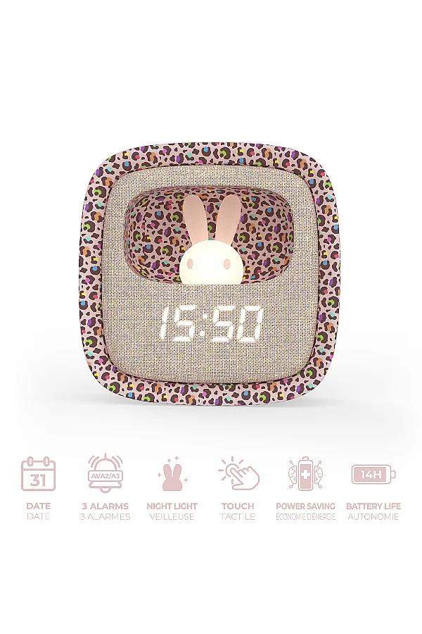 Billy Clock Masaüstü Saat ve Aydınlatma – Gökkuşağı Leopar (Limited Edition) - Mobility On Board