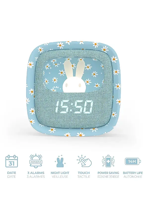Billy Clock Masaüstü Saat ve Aydınlatma – Mavi Çiçekler (Limited Edition) - 1