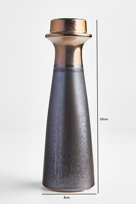 Bronz Detaylı Seramik Otantik Mumluk - 6