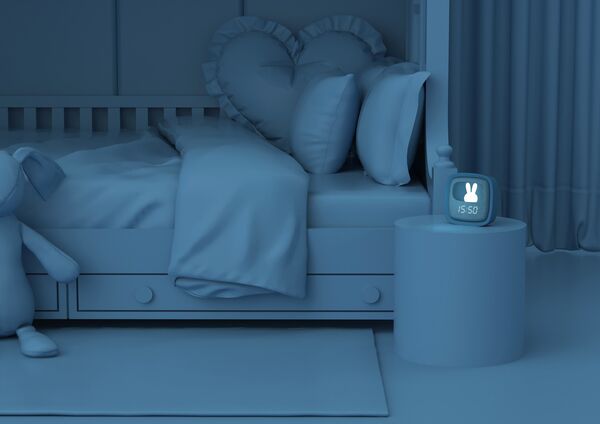 Mavi Tavşan Çocuk Odası Saati ve Gece Lambası - 5