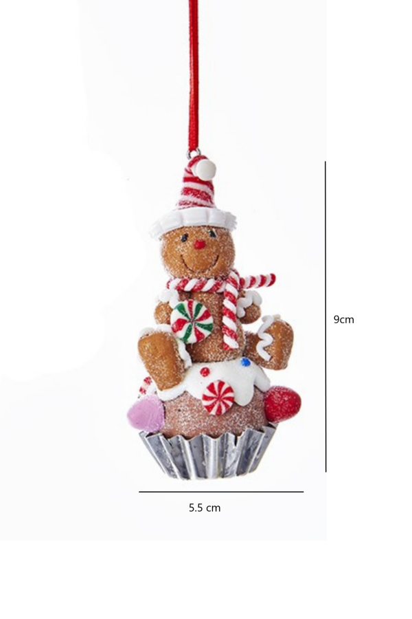 Cupcakeli Gıngerbread Man Yılbaşı Süsü – 9cm - 2
