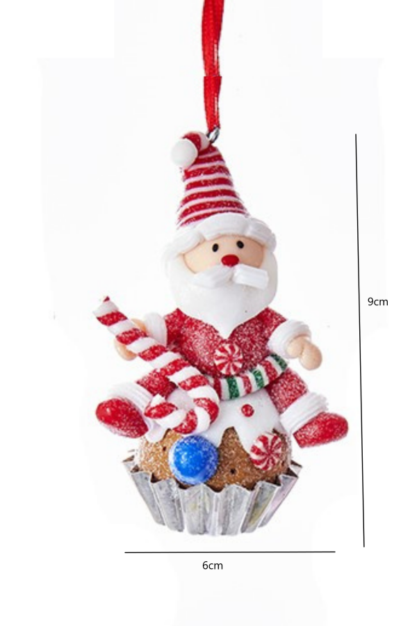 Cupcakeli Noel Baba Yılbaşı Süsü – 9cm - 2