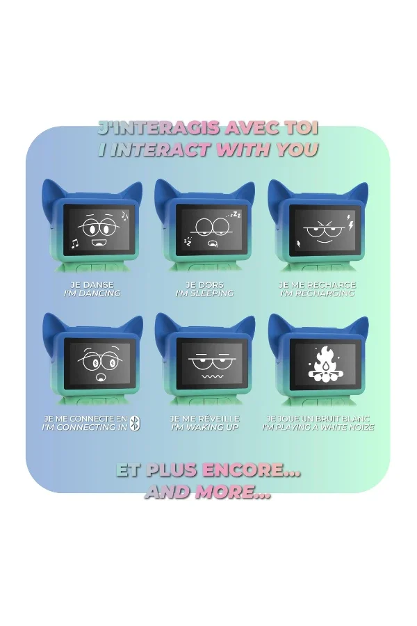 Eğlenceli Dans Eden Mavi Bluetooth Hoparlör ve Çalar Saat - 3