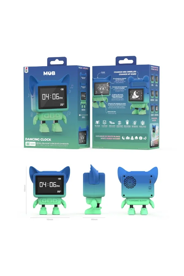 Eğlenceli Dans Eden Mavi Bluetooth Hoparlör ve Çalar Saat - 4