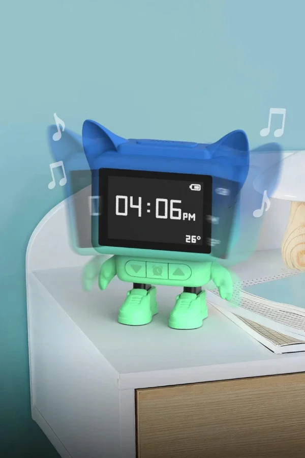 Eğlenceli Dans Eden Mavi Bluetooth Hoparlör ve Çalar Saat - 6