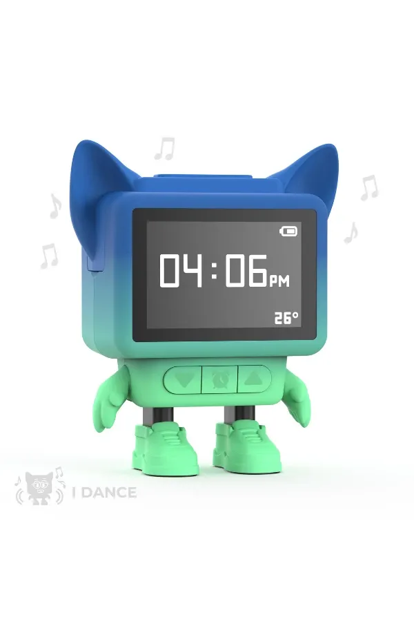 Eğlenceli Dans Eden Mavi Bluetooth Hoparlör ve Çalar Saat - 1