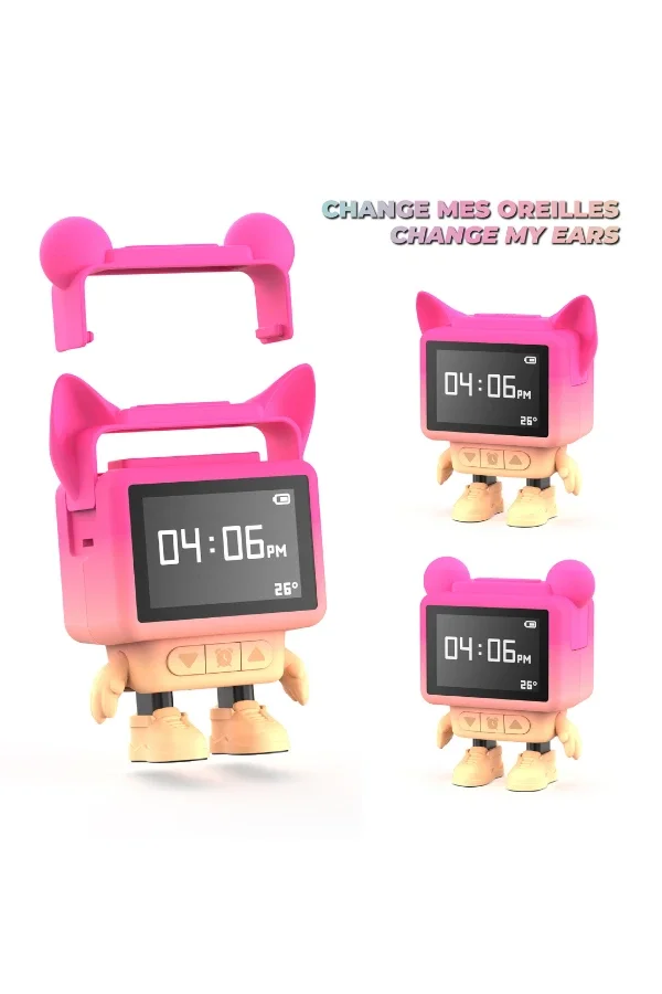 Eğlenceli Dans Eden Pembe Bluetooth Hoparlör ve Çalar Saat - 2