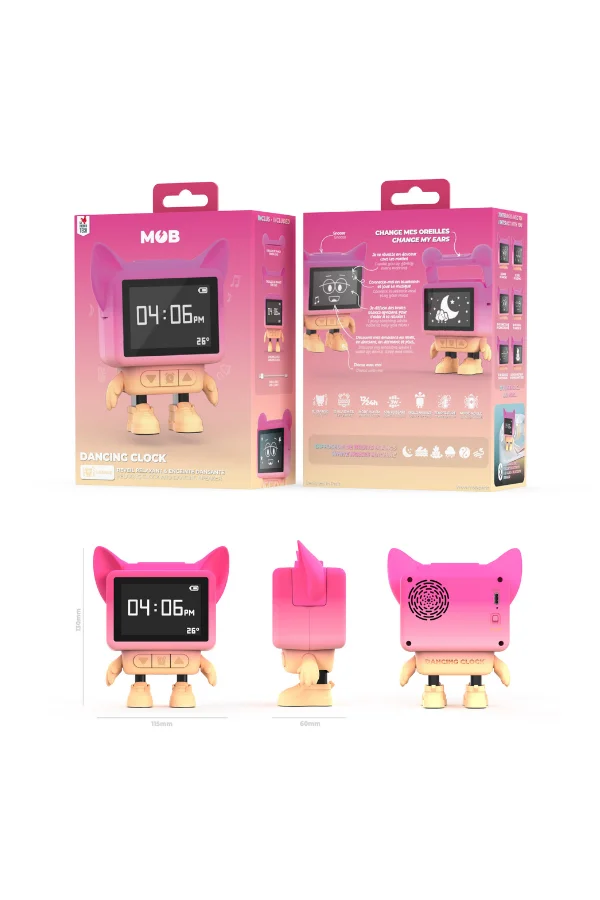 Eğlenceli Dans Eden Pembe Bluetooth Hoparlör ve Çalar Saat - 3