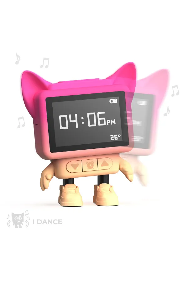 Eğlenceli Dans Eden Pembe Bluetooth Hoparlör ve Çalar Saat - 4