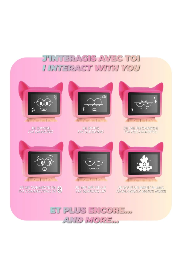 Eğlenceli Dans Eden Pembe Bluetooth Hoparlör ve Çalar Saat - 6