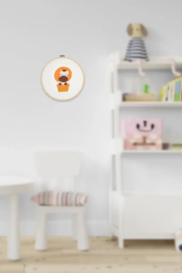 Etamin Pano – Çocuk Odası Kanaviçe Dekoratif Tablo, Zebra- Turuncu - 2