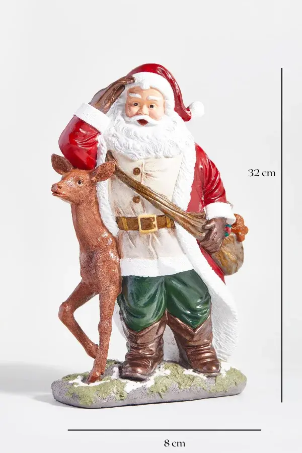 Geyik ve Noel Baba Figürlü Biblo - 32 cm - 4