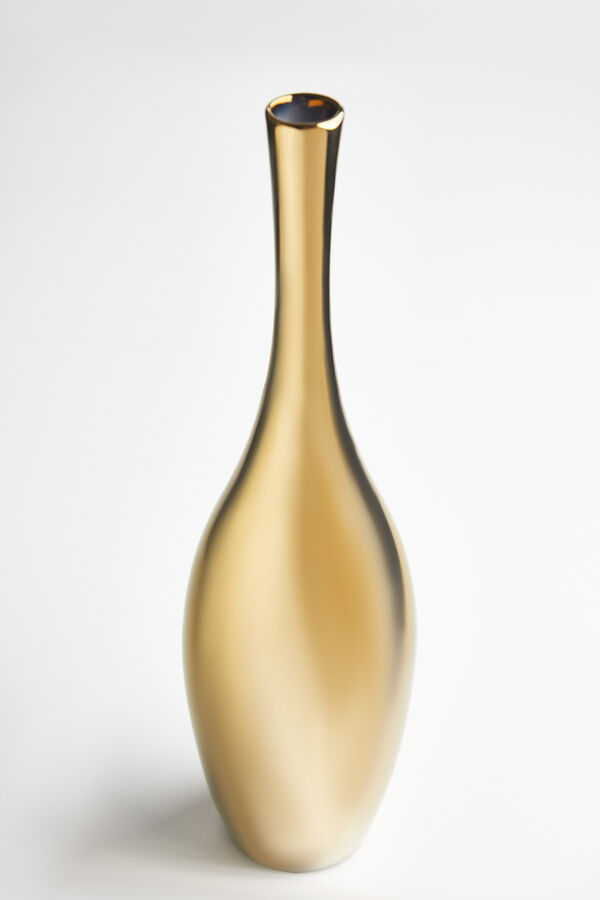 Gold Dar Ağızlı Seramik Vazo - 1