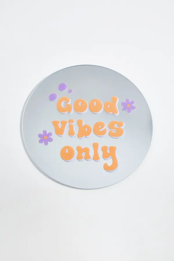 Good vibes only Yuvarlak Dekoratif Ayna - 1