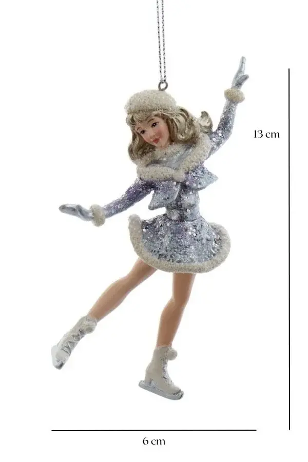 Gümüş 13 cm Reçine Buz Patenli Prenses - 1 Yılbaşı Süsü - 2
