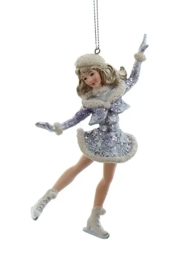 Gümüş 13 cm Reçine Buz Patenli Prenses - 1 Yılbaşı Süsü - 1