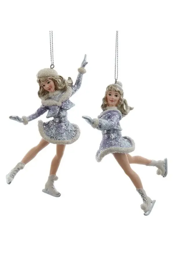 Gümüş 13 cm Reçine Buz Patenli Prenses - 1 Yılbaşı Süsü - 3