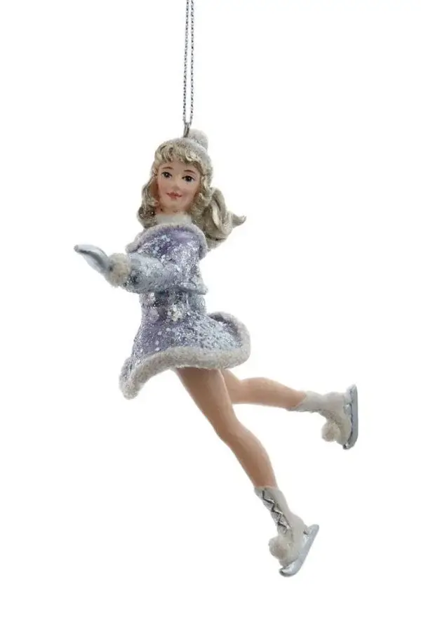 Gümüş 13 cm Reçine Buz Patenli Prenses - 2 Yılbaşı Süsü - 1