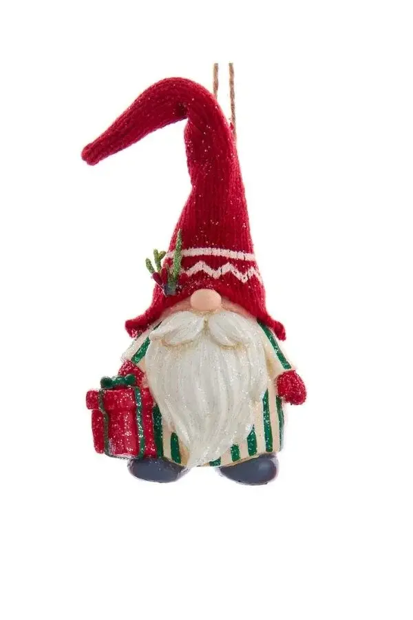 Kırmızı 16 cm Reçine Örme Şapkalı Noel Baba - 2 Yılbaşı Süsü - 1