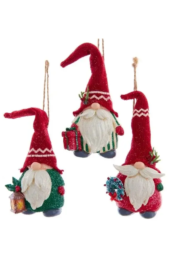 Kırmızı 16 cm Reçine Örme Şapkalı Noel Baba - 3 Yılbaşı Süsü - 4