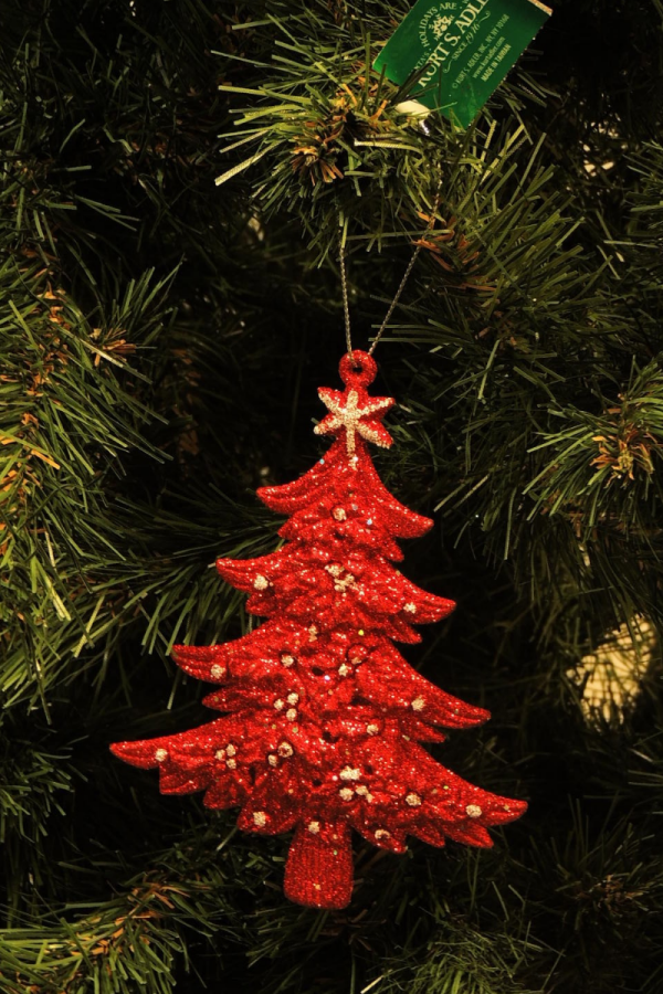 Kırmızı Çam Ağacı / Beyaz Işıltılı Yılbaşı Süsü – 12,5cm - 4