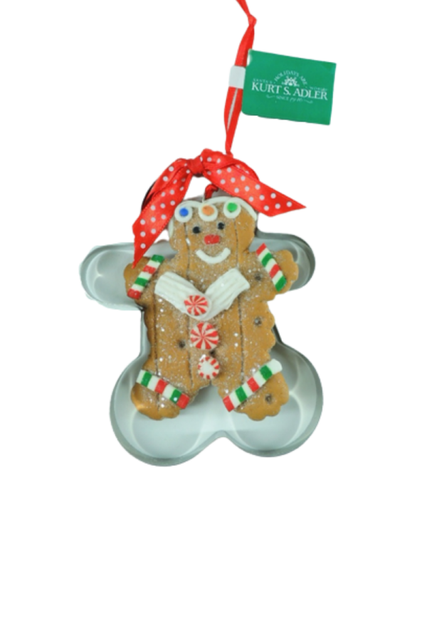  Kurabiye Kalıbı İçerisinde Kırmızı/Beyaz Gingerbread Man Yılbaşı Süsü – 10cm - 4