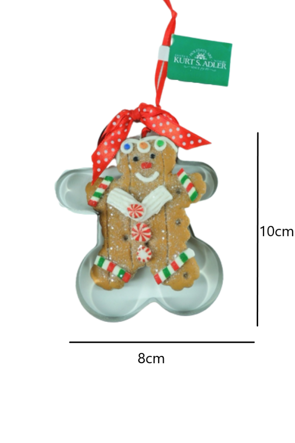  Kurabiye Kalıbı İçerisinde Kırmızı/Beyaz Gingerbread Man Yılbaşı Süsü – 10cm - 3