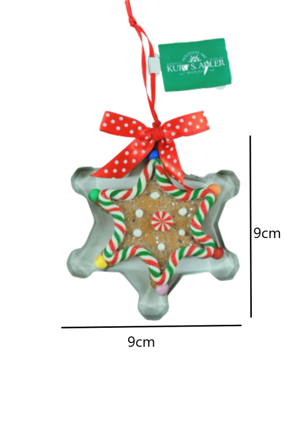 Kurabiye Kalıbı İçerisinde Renkli Kar Tanesi Yılbaşı Süsü – 9cm - 3