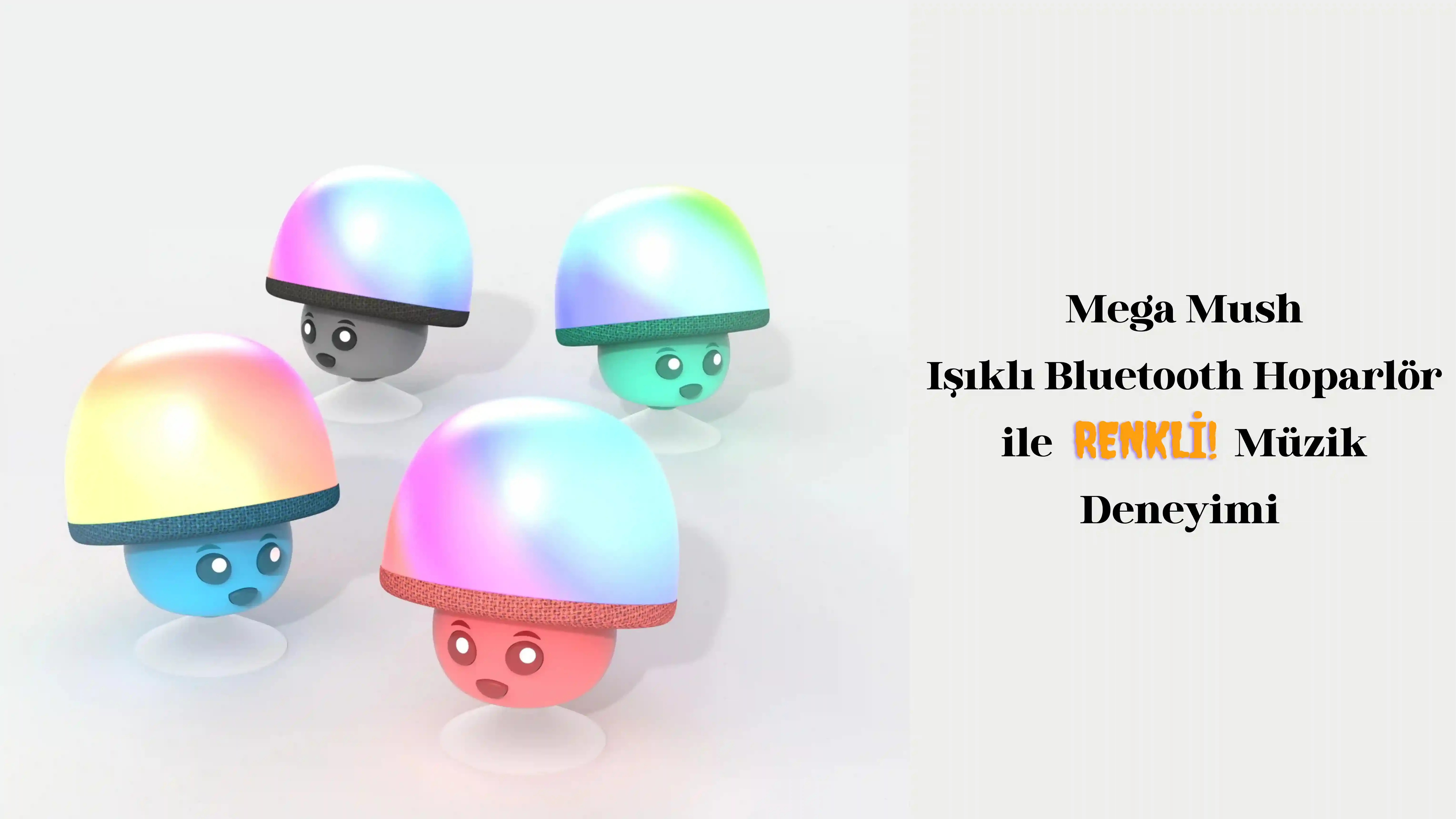Mega Mush Işıklı Bluetooth Hoparlör ile Renkli Müzik Deneyimi ?✨ 