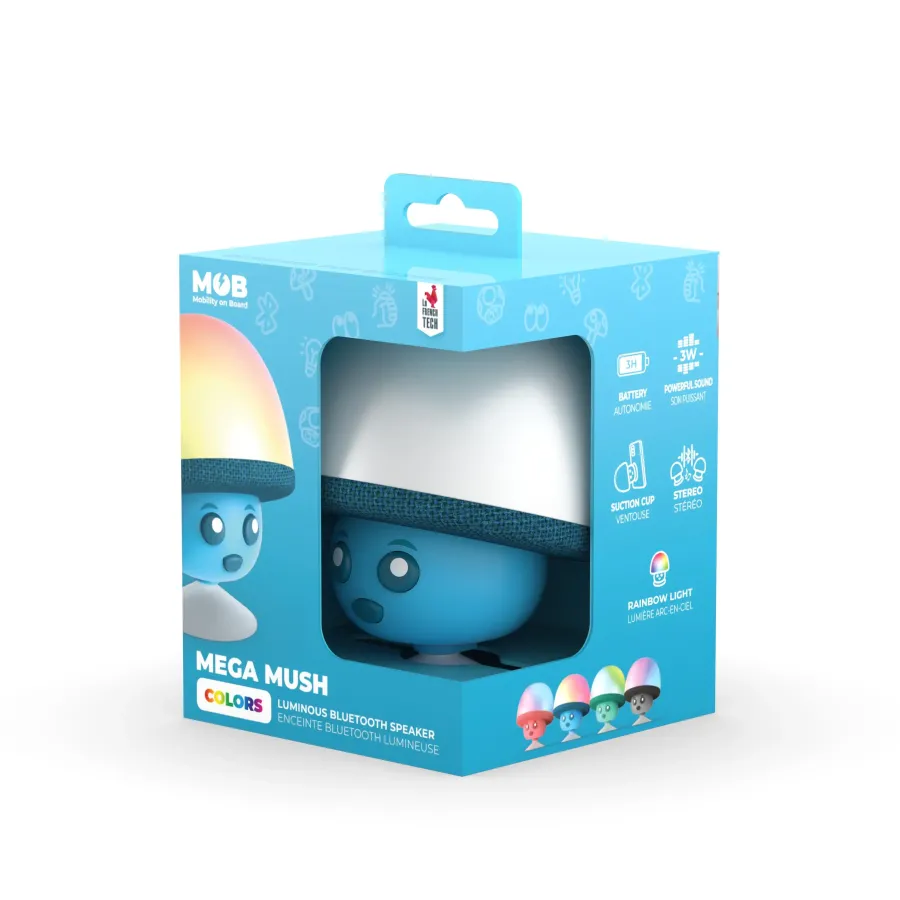 Mega Mush Işıklı Bluetooth Hoparlör - Mavi - 5