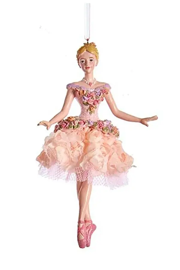 Pembe 15 cm Reçine Dans Eden Balerin Yılbaşı Süsü - 1