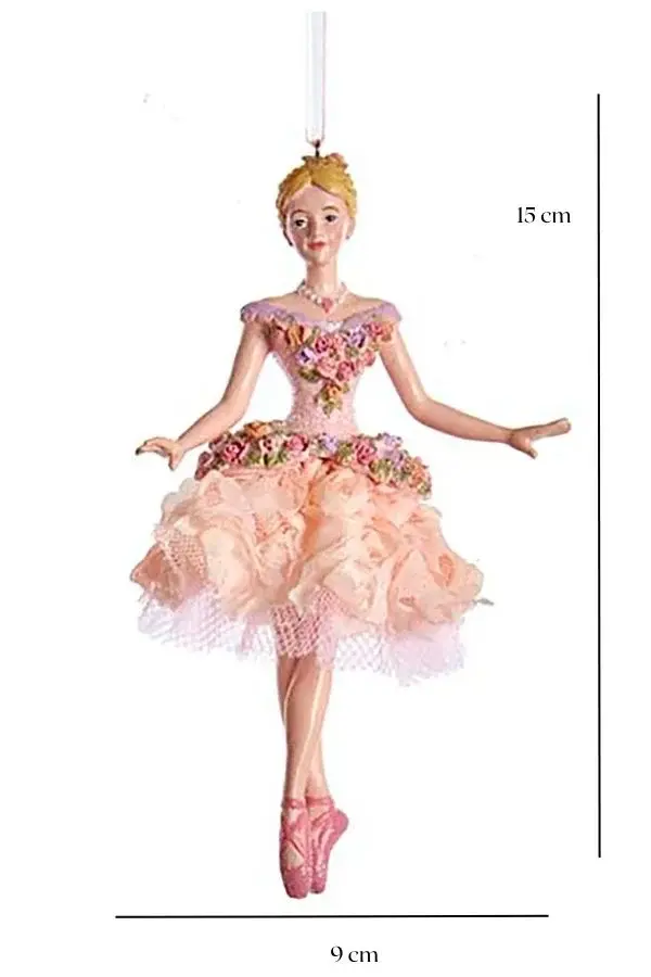 Pembe 15 cm Reçine Dans Eden Balerin Yılbaşı Süsü - 2