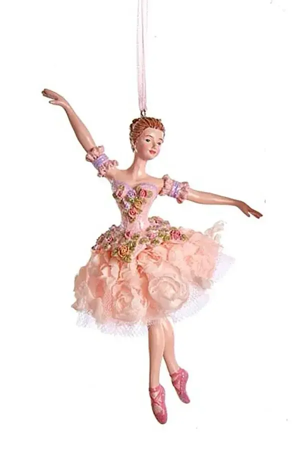 Pembe 17 cm Reçine Dansa Hazır Balerin Yılbaşı Süsü - 1