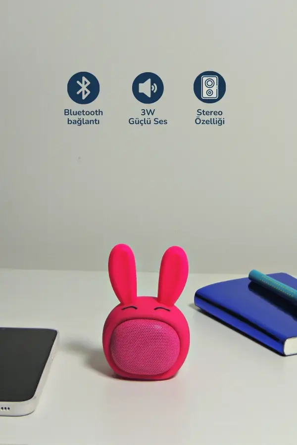 Pembe Tavşan Kablosuz Bluetooth Hoparlör - 2